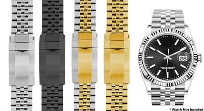 20mm Solid Metal Jubilee Watch Band Oyster Clasp For Rolex Straight / Curved End