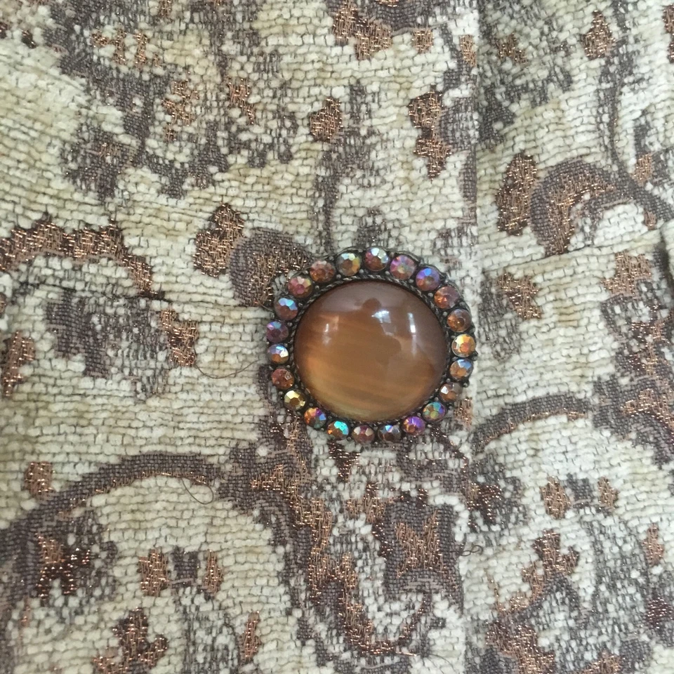 Classiques Entier S 小号米色外套金色珠光锦缎琥珀色纽扣衬里 — 第 4/4 张图片