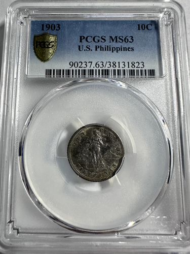 Moneta argento 10 centavos USA-Filippine 1903 PCGS MS63 - Foto 1 di 2