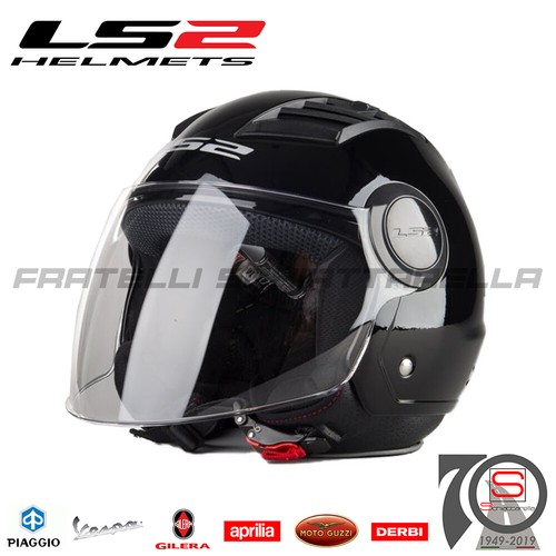 Casco Demi Jet LS2 OF562 Airflow Black Nero Lucido Interno Estraibile | eBay