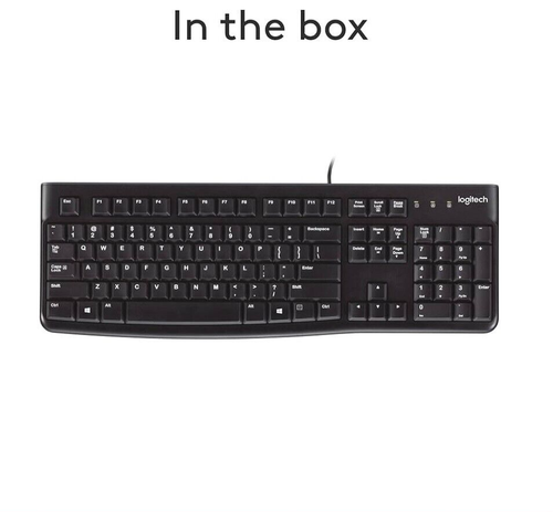 NEU - Logitech K120 Kabelgebundene Tastatur für Windows Volle Größe Spritzwassergeschützt - Bild 9 von 11