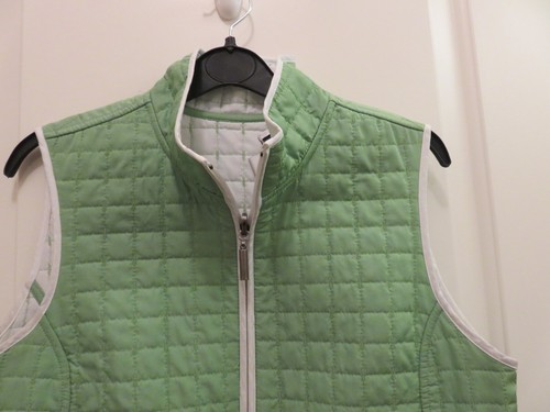 COLDWATER CREEK Quilted REVERSIBLE Vest Green WHITTE FULL Zip XS POCKETS - Picture 3 of 6