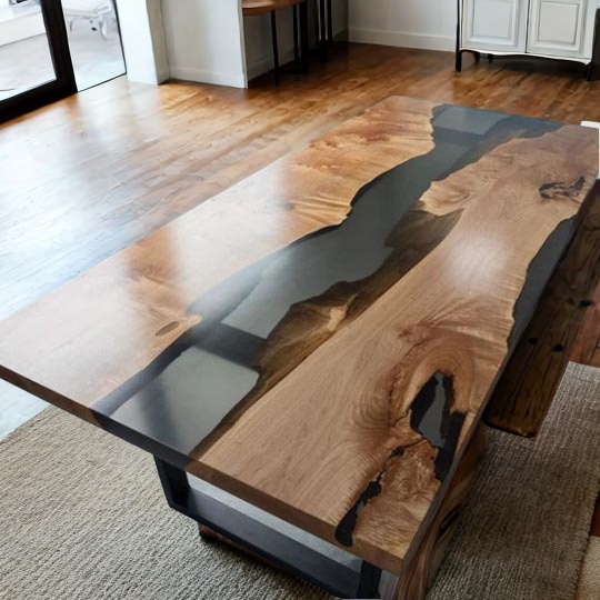 Custom Clear Epoxy Resin Dining Table - Handmade Kitchen Decor