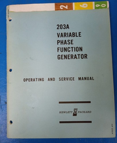 HP 203A Variable Phase Function Generator Operating & Service Manual 1964