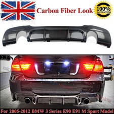 Carbon Look Rear Diffuser Dual Exhaust For BMW 3Series E90 E91 M Sport 2005-2012