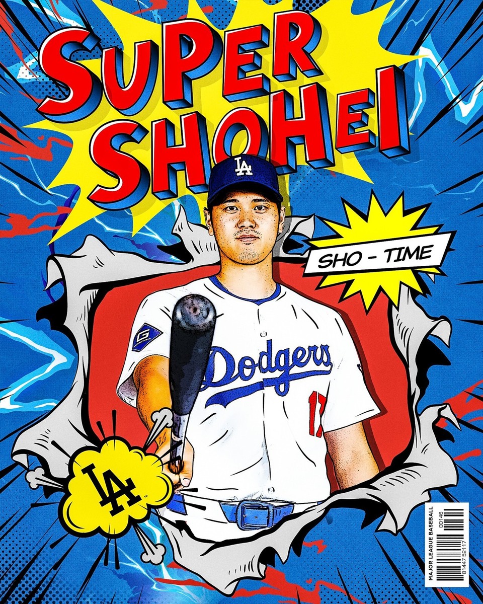 Shohei Ohtani ドジャース アートポスター A1版　① Shohei Ohtani Sho-Time Cartoon Style Los Angeles Dodgers 8x10 MLB