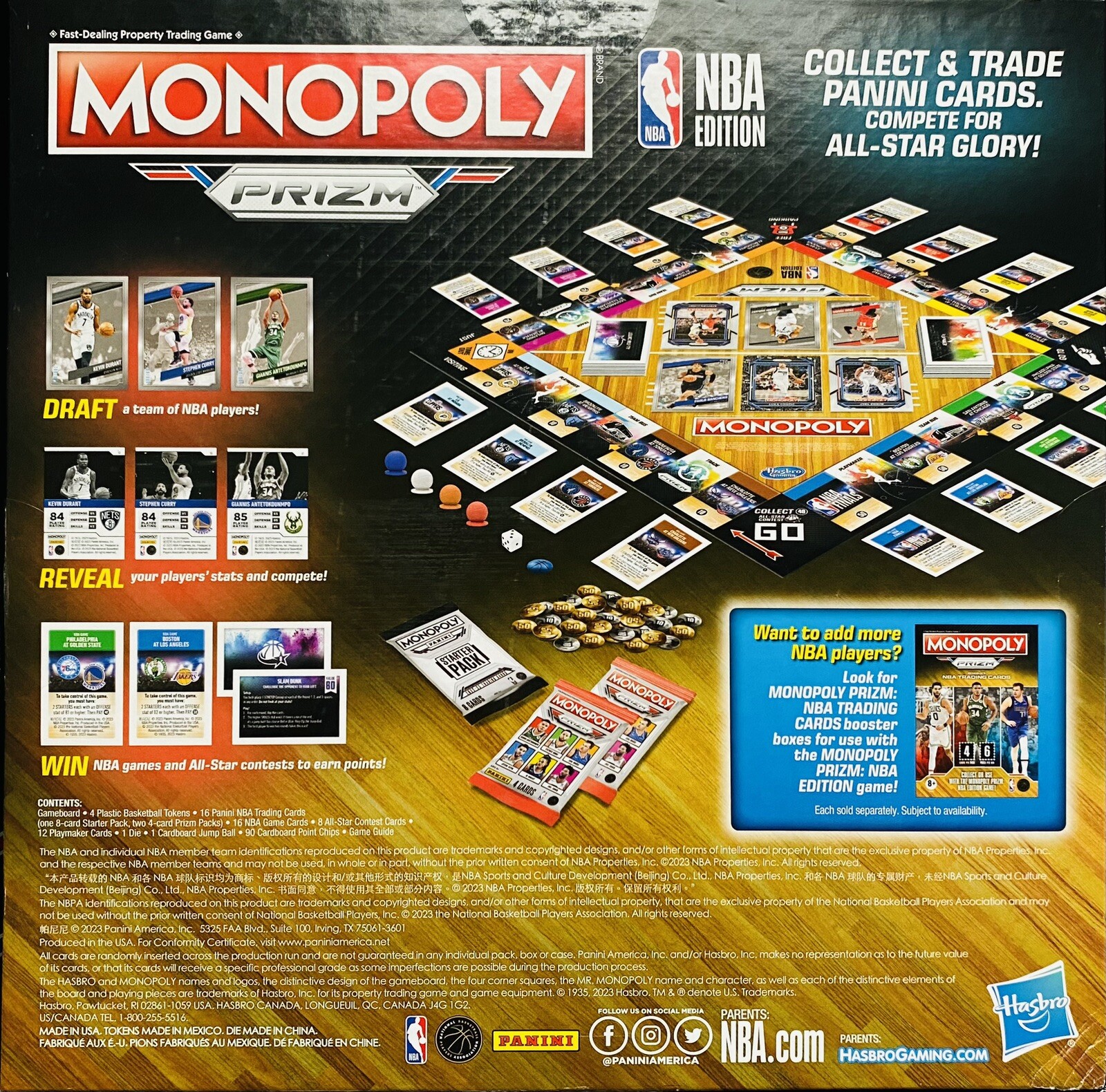 Monopoly 2022-23 Panini Prizm NBA Trading Card Limited Edition 