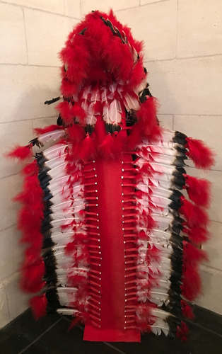 Pieza de tocado de plumas nativas americanas plumas reales gorro de guerra muy raro - Imagen 4 de 18