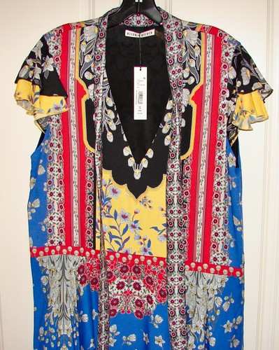 NWT Alice + Olivia size Medium Moore flutter sleeve layered tunic dress $375 - Picture 3 of 5