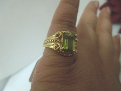 Hermoso Anillo Piedra Verde Oro Amarillo 10kt R846 Talla 4.75 (EE. UU.) Firmado 3.8g - Imagen 9 de 12