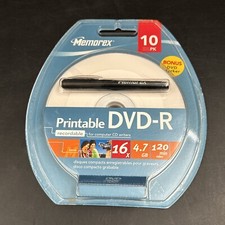 New Memorex LightScribe DVD-R Recordable Discs 10 Pack 16x 4.7 GB 120 min