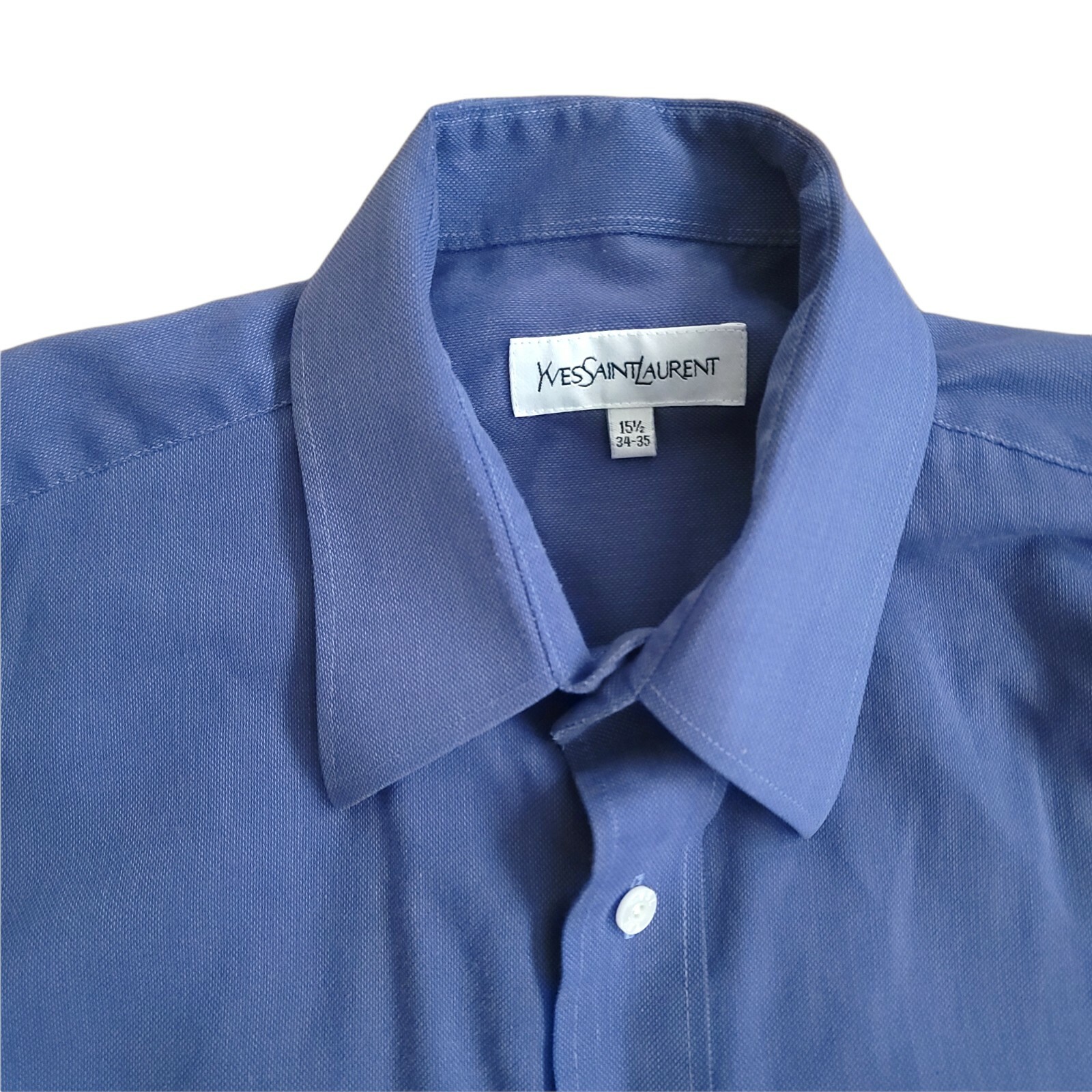 Camicia abito blu Yves Saint Laurent YSL da uomo 15 5 polsini francesi manica lunga