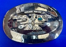 Thunderbird Native American Indian Theme Belt Buckle Missing Turquoise Stones