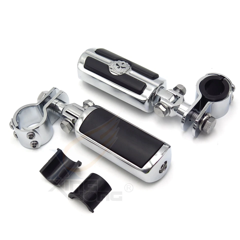 Highway Front Skull Foot Pegs Clamps For Honda Valkyrie 98-03 1800 04-05 - Image 2 of 4