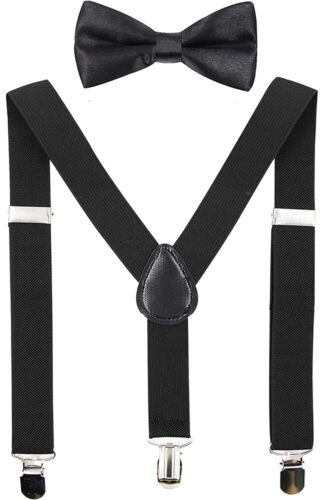 Children Kids Baby Elastic Suspenders Belt Bow Tie Set Boys Girls Bowtie Braces - Picture 17 of 33