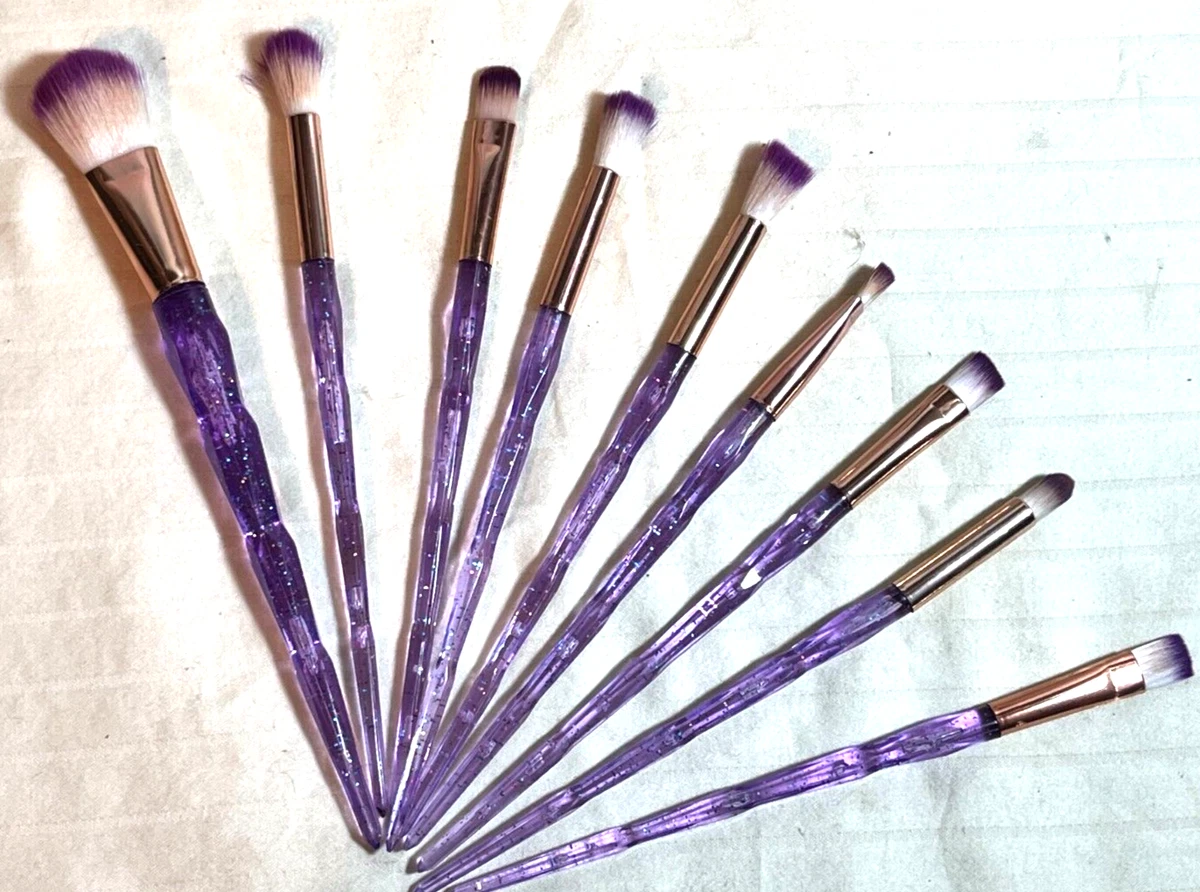 9 Pieces Crystal Glitter makeup Brushes Premium Synthetic Fiber