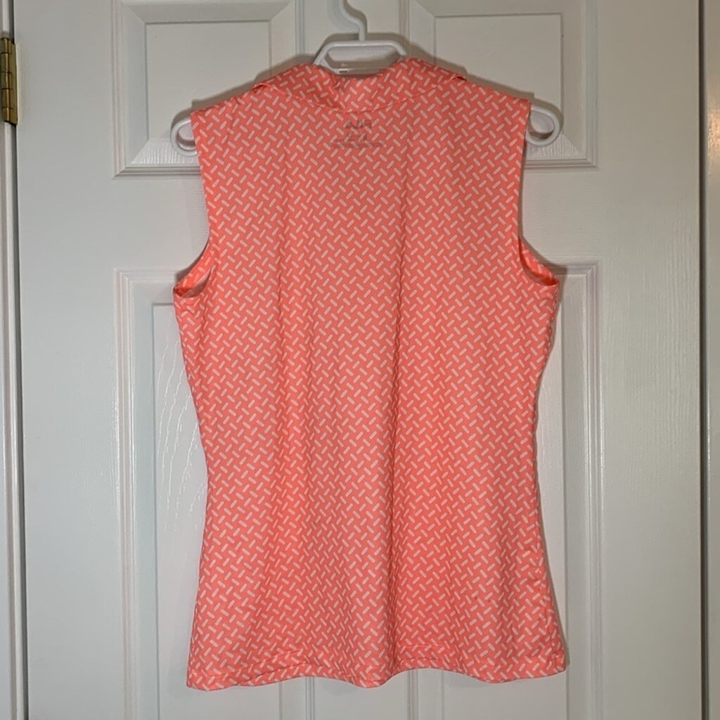 FILA SPORT Ladies Golf Shirt Size Medium Mango White Collar Buttons Sleeveless image 5