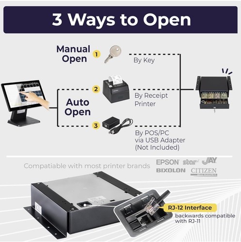 Cash Drawer & Under Counter Mount FOR Square Register POS System SPS1-01 SPS4-01 - Picture 4 of 5