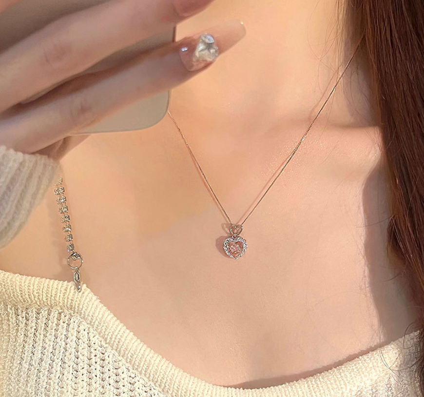 925 Sterling Silver Floating Dancing CZ Stone Heart Frame