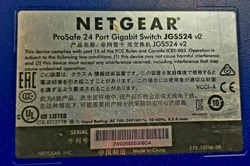 NETGEAR JGS524 v2 PROSAFE 24 PORT GIGABIT SWITCH/ETHERNET NETWORK w/power cord - Picture 10 of 13