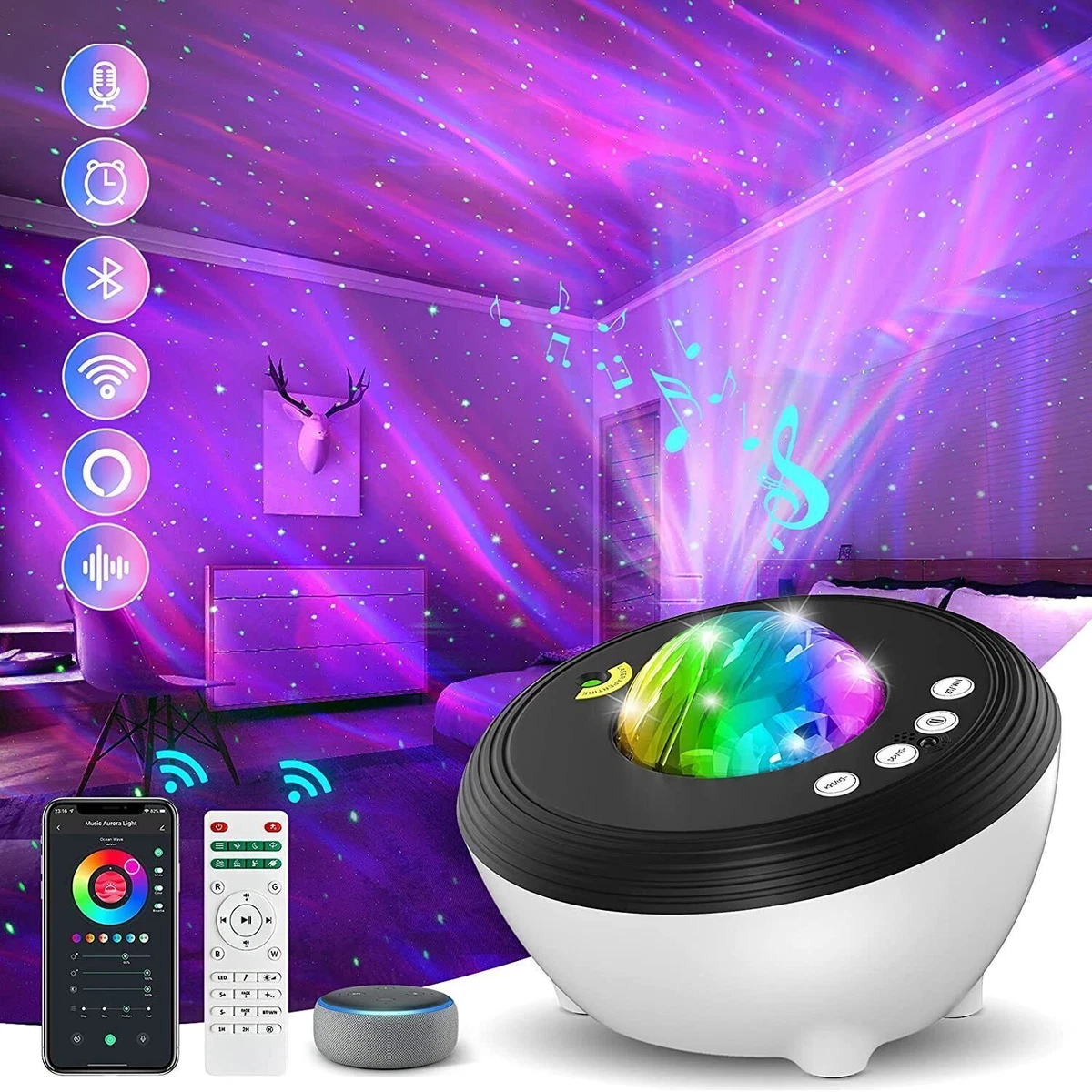 Northern Lights Aurora Galaxy Projector Lamp Music Projection Night Light  Kids