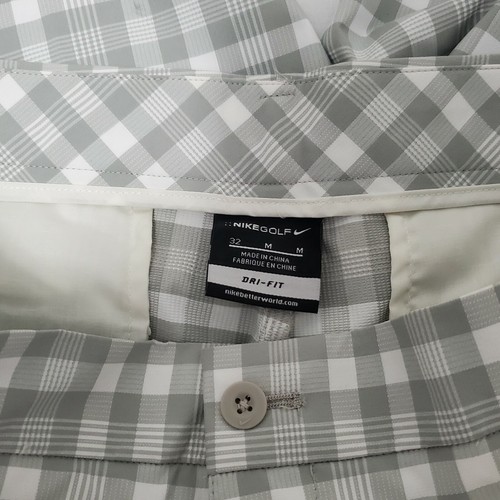 Pantalones cortos Nike Golf Standard Fit Dri-Fit gris blanco a cuadros talla 32 nuevos con etiquetas - Imagen 5 de 5