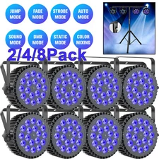 8Pcs 270W LED Par Can Light Stage Lighting RGBWA UV DMX w/ Stand Party Disco DJ