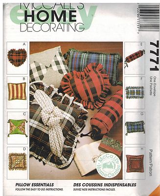 7771 UNCUT VTG McCalls Sewing Pattern Home Decor Pillow Essentials Heart Bolster