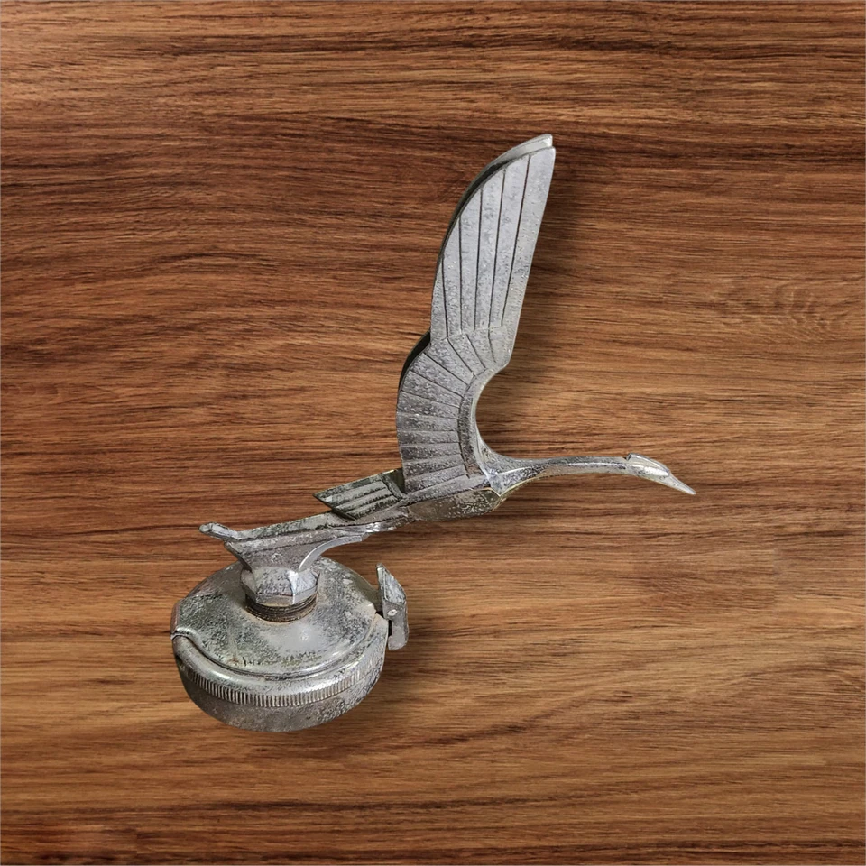 Cadillac LaSalle Coche Capó Adorno Mascota Garza En Vuelo Cromo De Colección Años 30 Foto 2 de 4