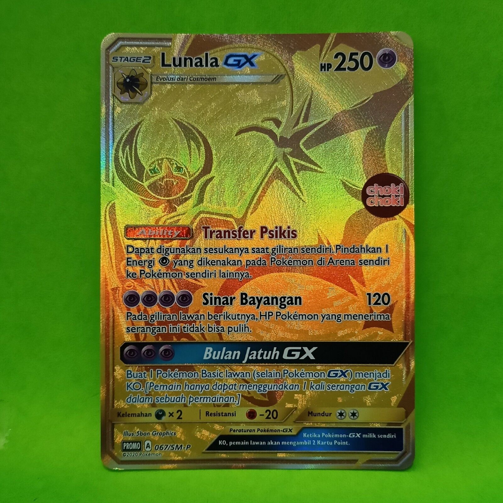 Lunala GX gold rare choki choki promo 067/SM-P pokemon tcg indonesia