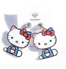 NWT Kawaii Pink Sanrio Hello Kitty Bear Lightweight Earrings Pierced Ears Cute