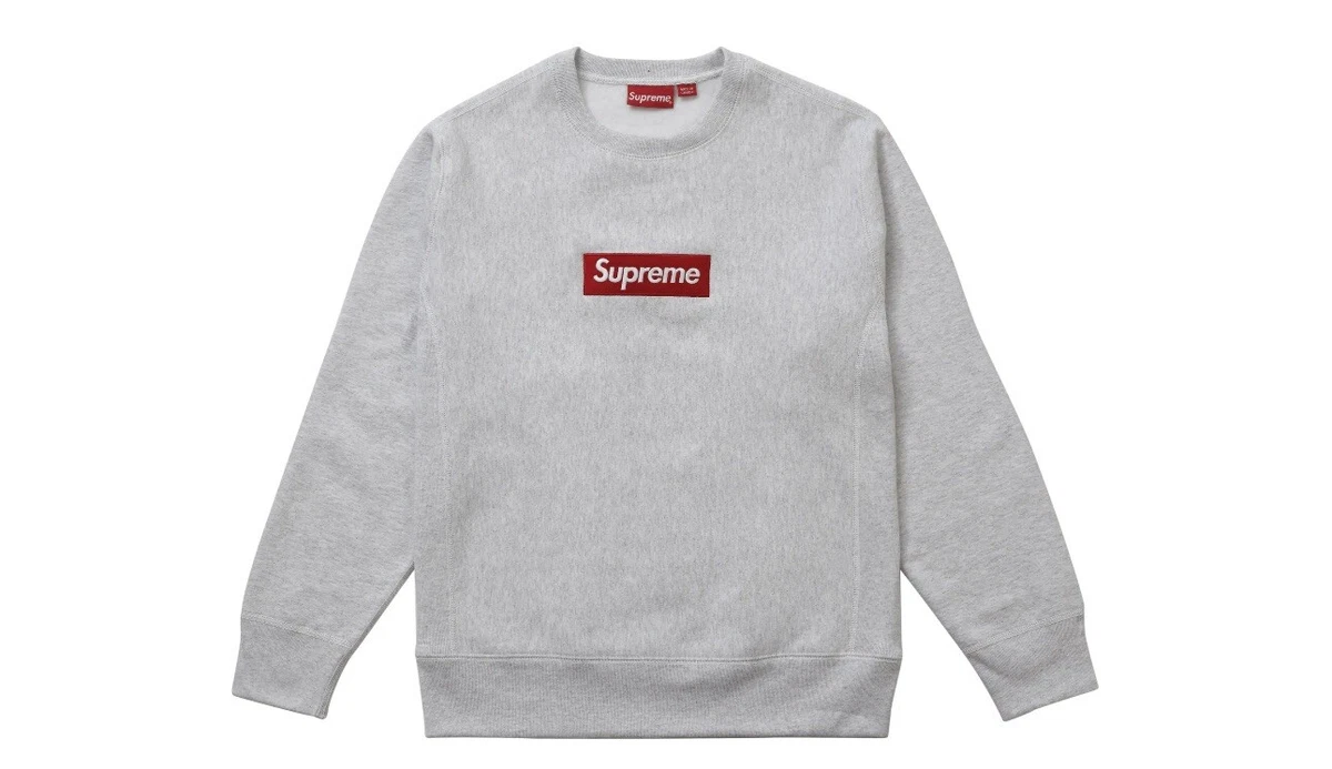Supreme Box Logo Crewneck (FW18) Ash Grey Size M With Tag | eBay