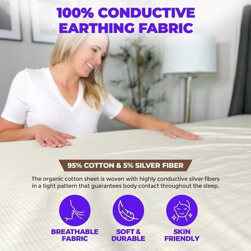 Bed Earthing Sheet Grounding Sheet Mat Queen King Bed Flat Fitted Sheet AU - Picture 16 of 28