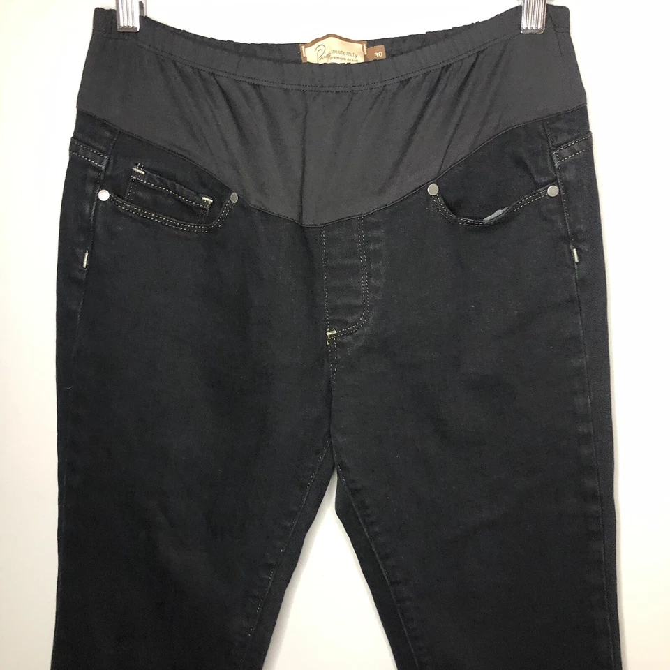 PAIGE Denim Women's Maternity Black Jeans Blue Heights Skinny 30 X 34 - Image 3 of 4