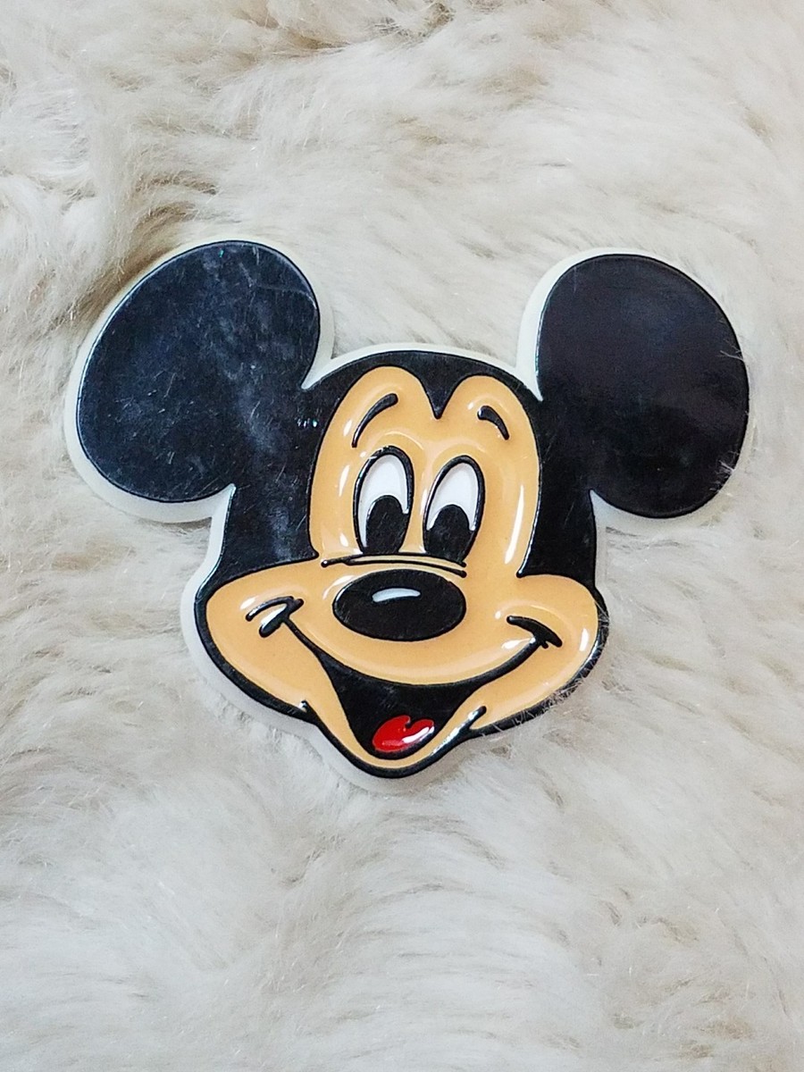 Vintage 80's Disney Mickey Mouse Head Figural Plastic Pinback Pin