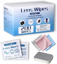 Eyeglass Lens Wipes 200 Count Individually Wrapped  3 Microfiber Cloths  Case