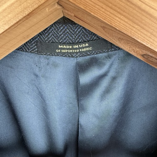 Vintage Hart Schaffer Marx Blazer Size 42R Navy Blue Old Money USA Made FLAWS - Picture 7 of 16