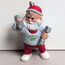 Vintage 1989 Hallmark Keepsake Ornament Gym Dandy Kringle' Gym Dumbbell Ornament
