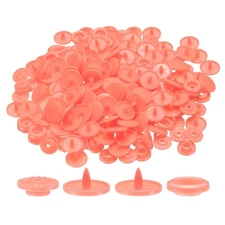 400 Set Plastic Snaps T5 Round Resin No-Sew Button Fasteners Kit, Light Red