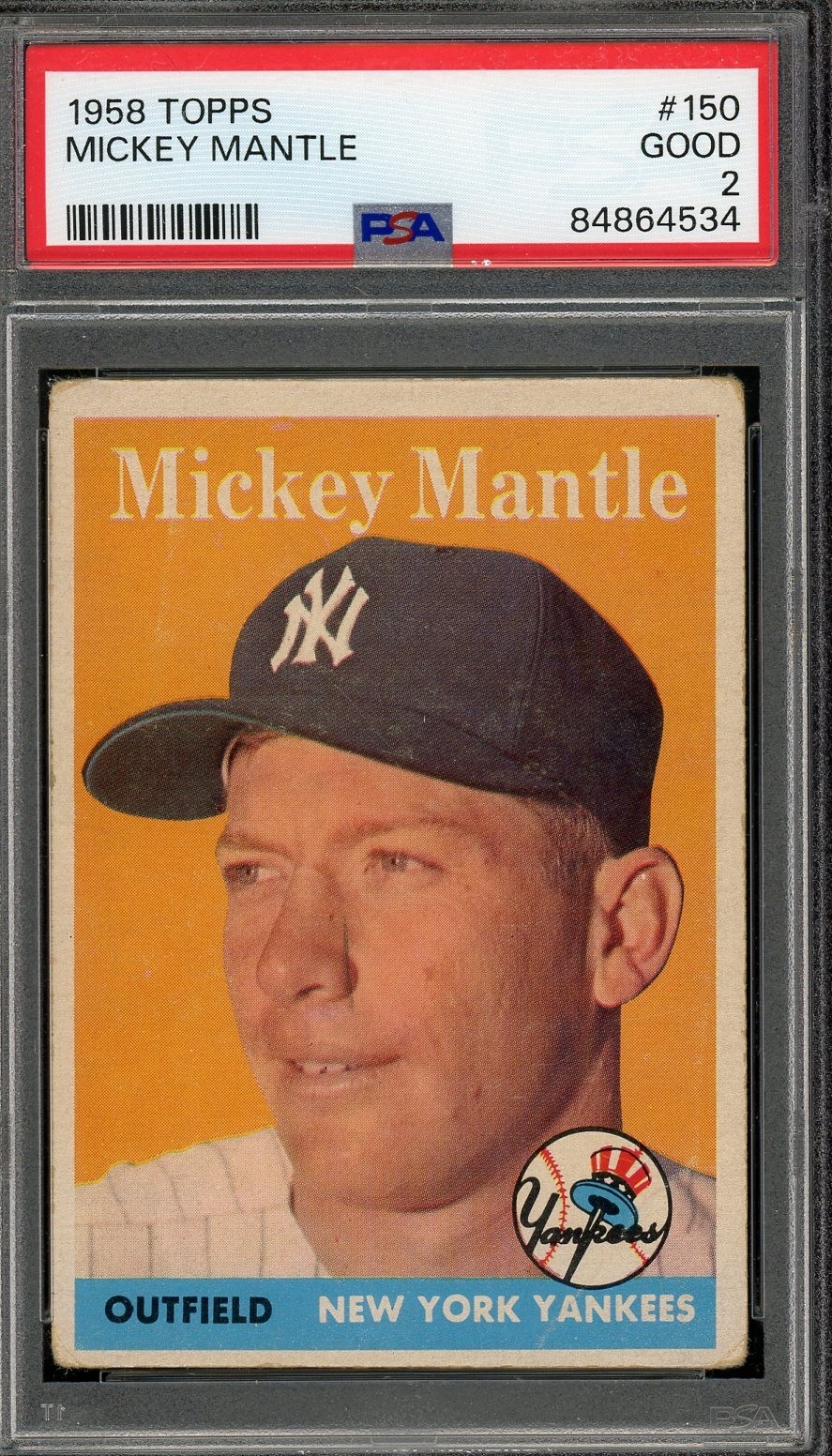 1958 Topps - NY Yankees Mickey Mantle #150 HOF PSA 2 Good NICE CARD view 1
