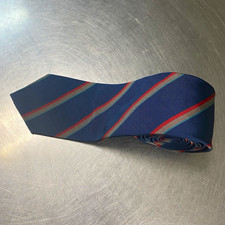 Hathaway Blue Red Gray Teal Striped Woven Silk Men’s Tie Made in USA