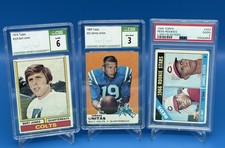 Vintage Lot of 3 Graded 1969 Topps UNITAS 1974 Bert Jones 1966 Lee May Baltimore