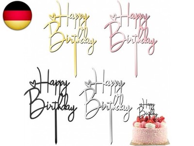 Giantree 4 Stück Happy Birthday Tortendeko, Happy Birthday Kuchenaufsatz Acryl