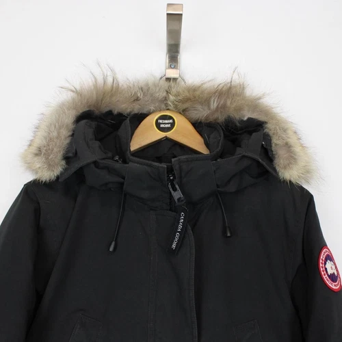 Piumino parka Canada Goose nero trillium con bordo in pelliccia