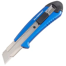 Premium Utility Knife Auto Lock 25mm Die Cast Aluminum Grip 3 Blades Included
