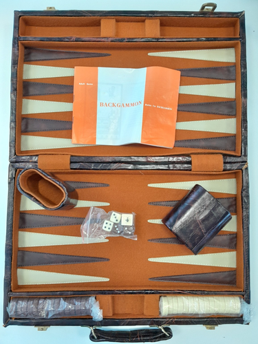 Vintage Backgammon Brettspiel im Koffer komplett A88 B447