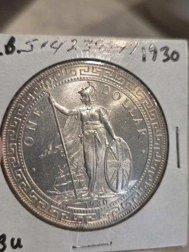1930 GREAT BRITAIN SILVER TRADE DOLLAR - .78 OZ ASW OF PURE SILVER Bu