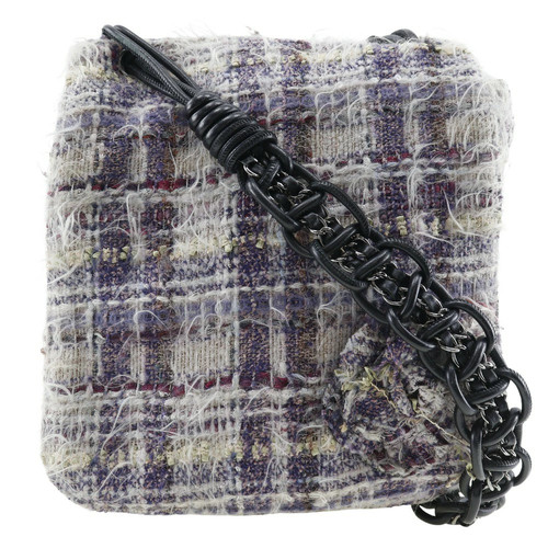 Chanel Camelia Shoulder Bag Tweed Made in Italy 2006 Purple A5 Flap r0_0624