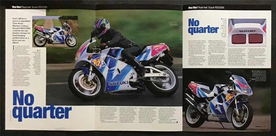 SUZUKI RGV 250 MOTORCYCLE Road Test Reprint MAR 1993 WHAT BIKE? - Image 2 of 2