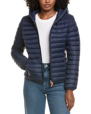 Save The Duck Vicky Short Hooded Basic Jacket Women's Blue 7/Xxl